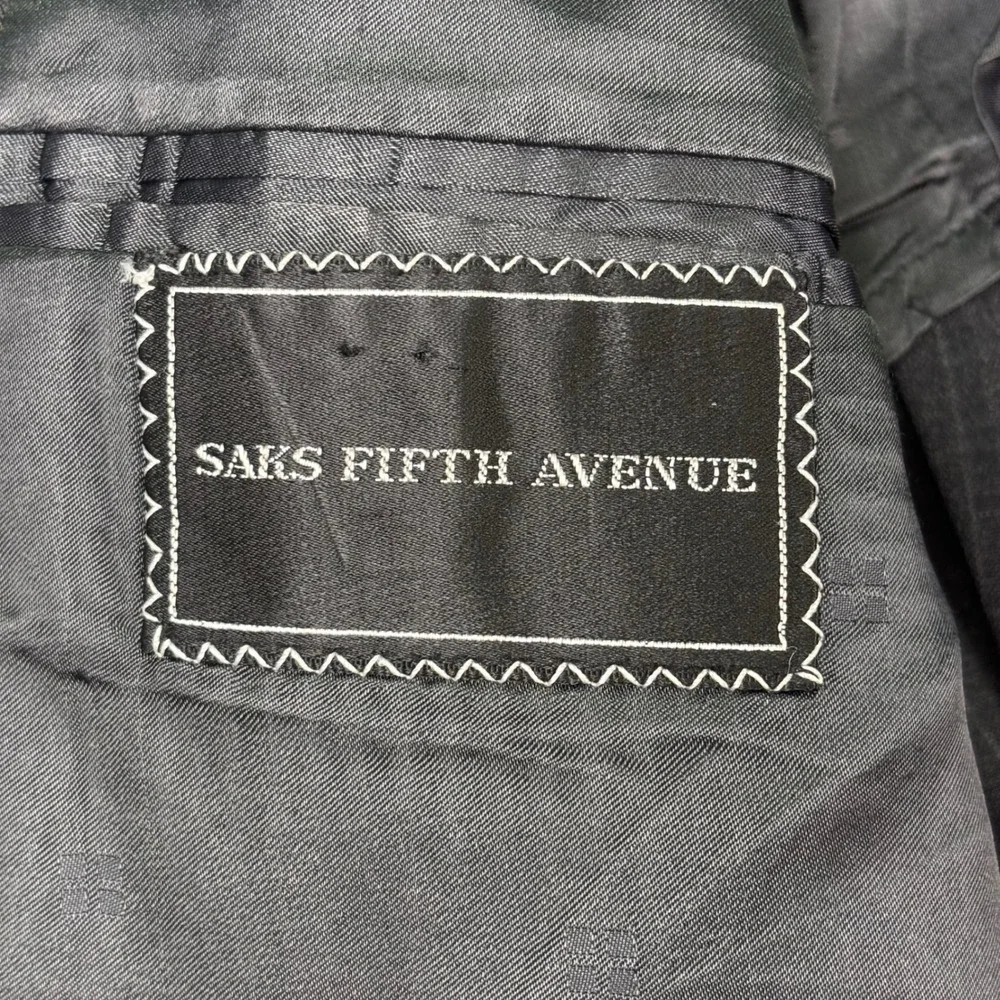 Saks Fifth Avenue Men's Pinstripe Blazer Size 41R Gray 2-Button Classic Fit